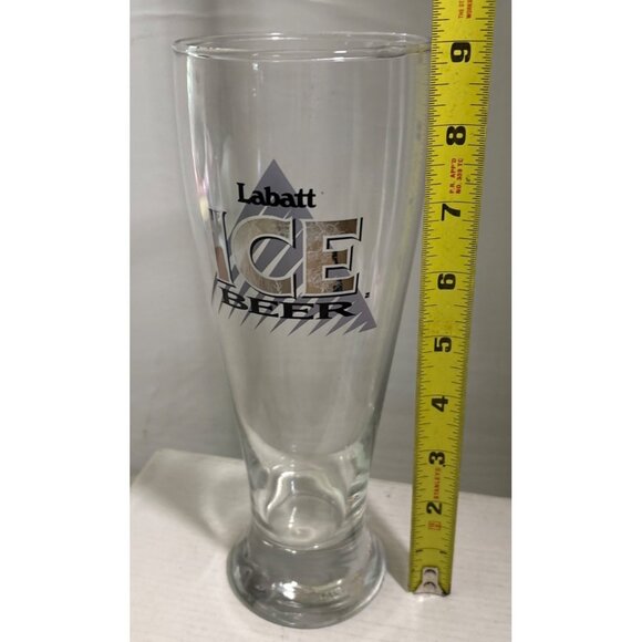 Labatt Ice Beer Glass Pilsner Style 9" Tall Clear Glass With Logo - Picture 4 of 6